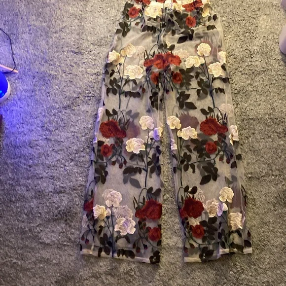 K-TOO Los Angeles Floral Sheer Pants size L - Picture 4 of 12